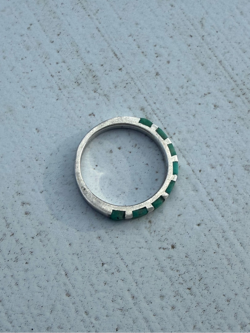 Sterling 925 Native Made Turquoise Inlay Size 7 Ring
